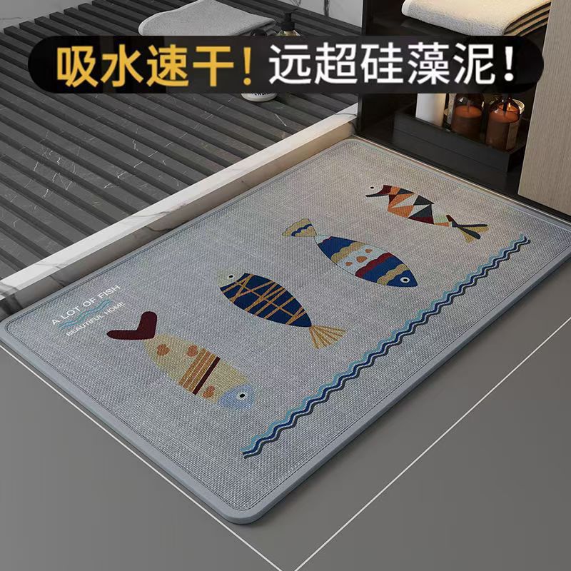 Alfombra de lino de baño alfombra de agua de absorción de agua de baño alfombra antideslizante en la puerta del baño alfombra de secado rápido