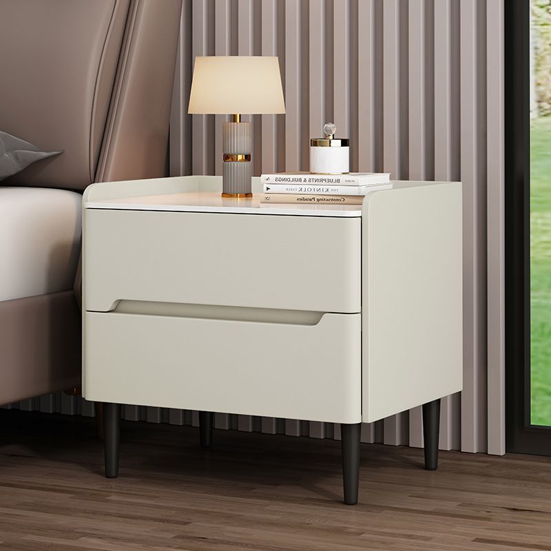 Solid Wood Bedside Table for Home Light Luxury Bedroom High-End Simple Modern Bedside Table New Leather Slate Small Storage