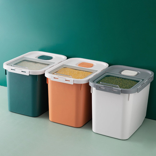 塑料储米箱米桶 家用厨房收纳透明翻盖密封宠物杂粮桶20斤防潮