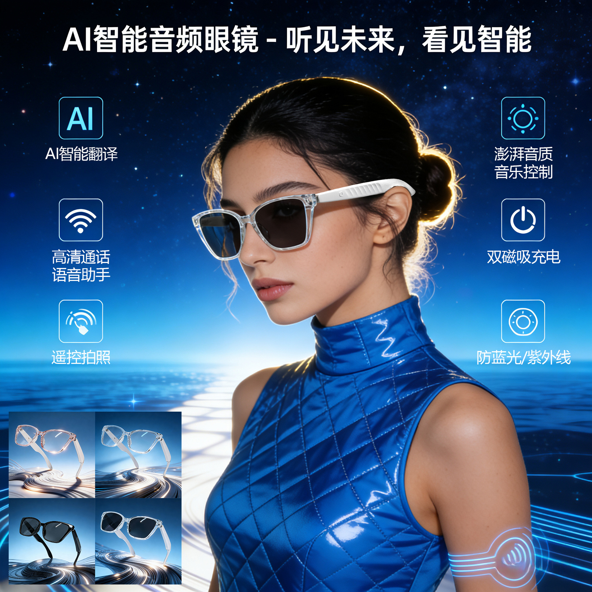 F67 new AI translation Bluetooth glasses