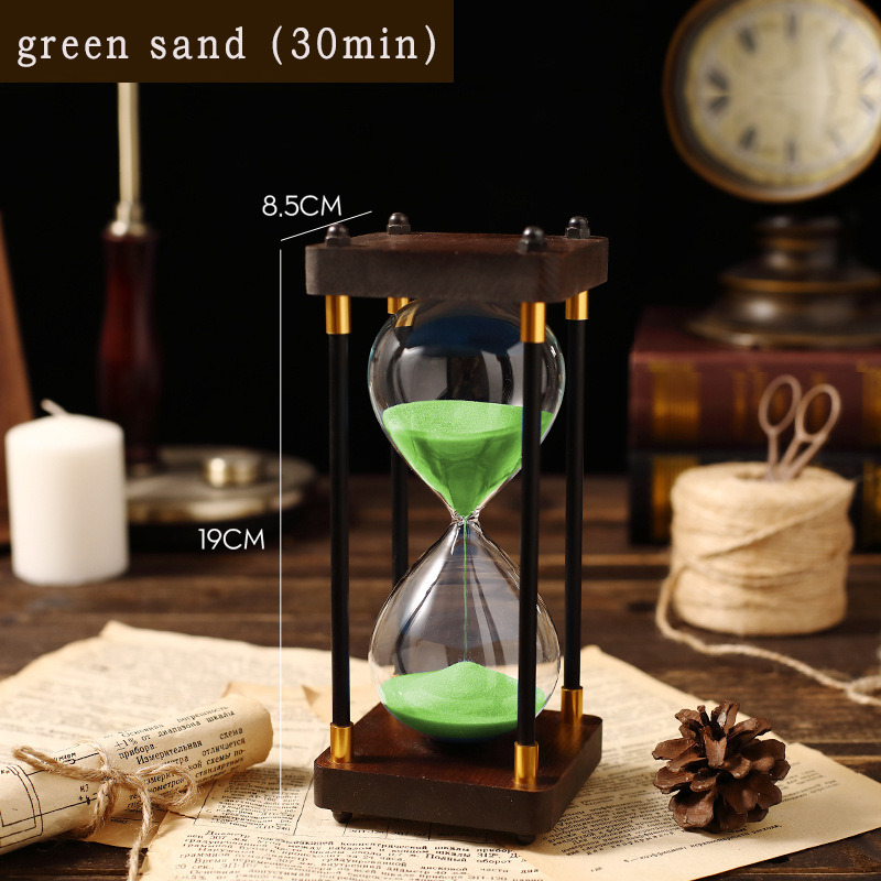 Classic Wooden Hourglass Timer For Home And Office Decoration_voghion.com