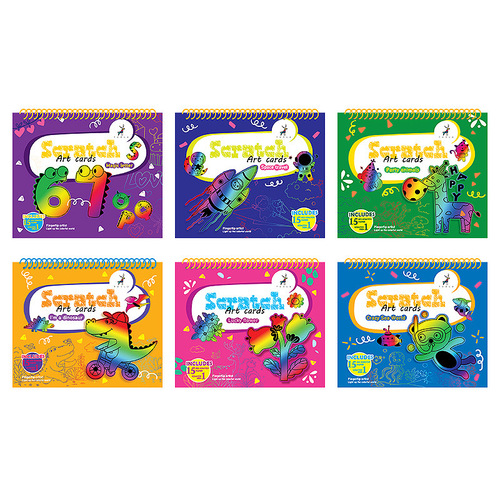 Cross-border creative colorful painting cartoon children's coloring book scratch-off painting DIY graffiti coil scratch-off book wholesale