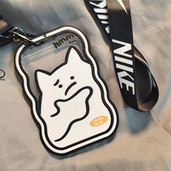 HMM Cat ID Card Holder, Meal Card Access Card Student ID Card Bus Card Work Permit with Lanyard