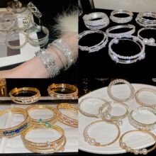 镶钻交叉开口弹力手镯轻奢高级感手环宫廷风气质小众时尚手饰批发