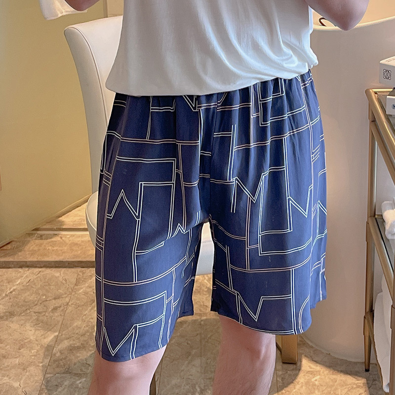 Men's Pajama Pants Summer Large Pants Cotton Silk Air-Conditioning Home Pants Summer Casual Plus Size Outer Wearing Cotton Silk Shorts