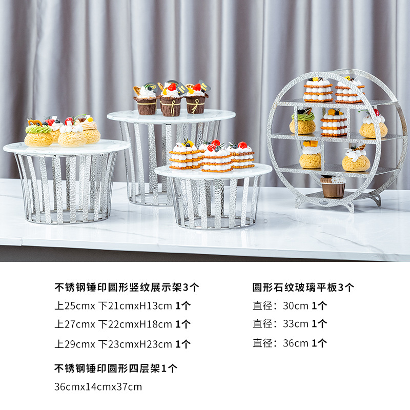 Luz de lujo de acero inoxidable refrigerio de postre decoración mesa de comida fría fruta pastel de mesa de exhibición mesa de café image 41