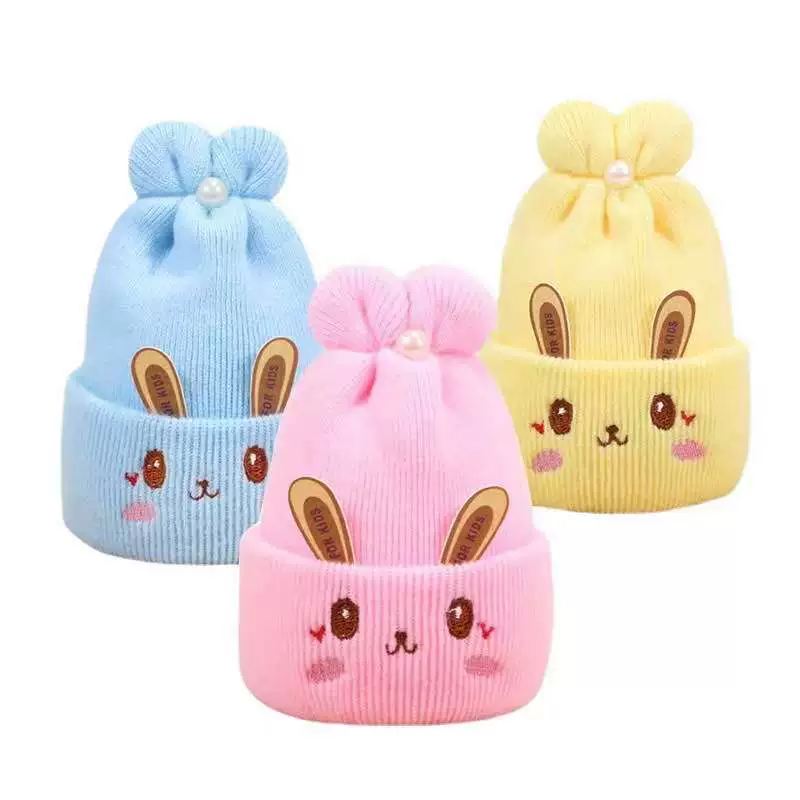 【Большой заказ】Шапка для новорожденных, ежемесячная детская вязаная шапка, вязаная шапка с милым маленьким кроликом, детская шапка
