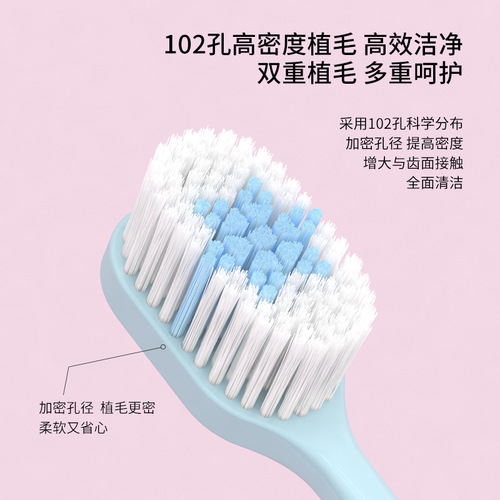 Wholesale soft bristle toothbrush for adults, wide head with 100 holes, for cleaning teeth, household portable, couple pack of two