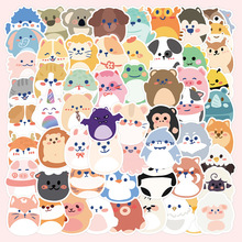 60张原创卡通动物贴纸 创意可爱企鹅恐龙章鱼猪猪手机壳装饰贴画