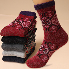 襪子女羊毛加厚加絨冬季媽媽奶奶款鬆口長襪冬秋巨厚中老年中筒襪