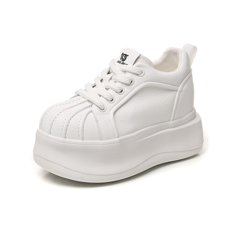 Giày sneaker nữ đế dày tăng chiều cao phong cách thể thao — màu trắng