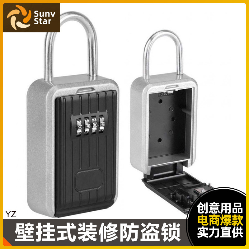Wall-mounted construction site anti-theft decoration password key box homestay access card door temporary metal waterproof key box