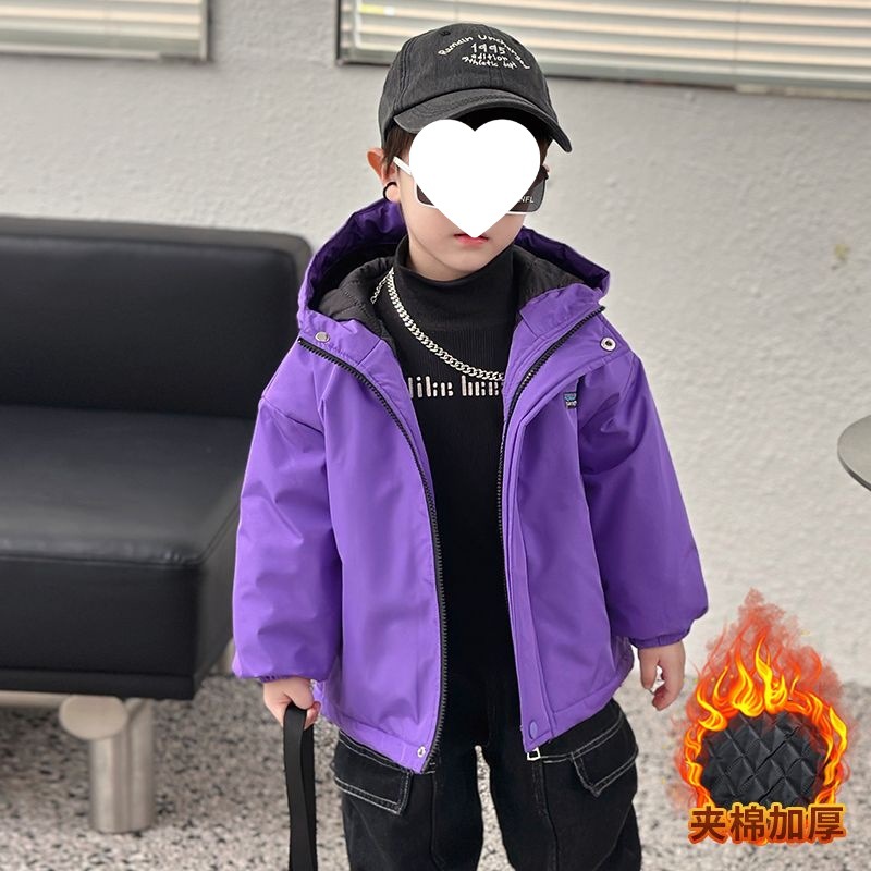 소년 가을 겨울 중간 두꺼운 재킷 23 년 어린이 올매치 방풍 및 방비 재킷 유행 어린이 두꺼운 재킷