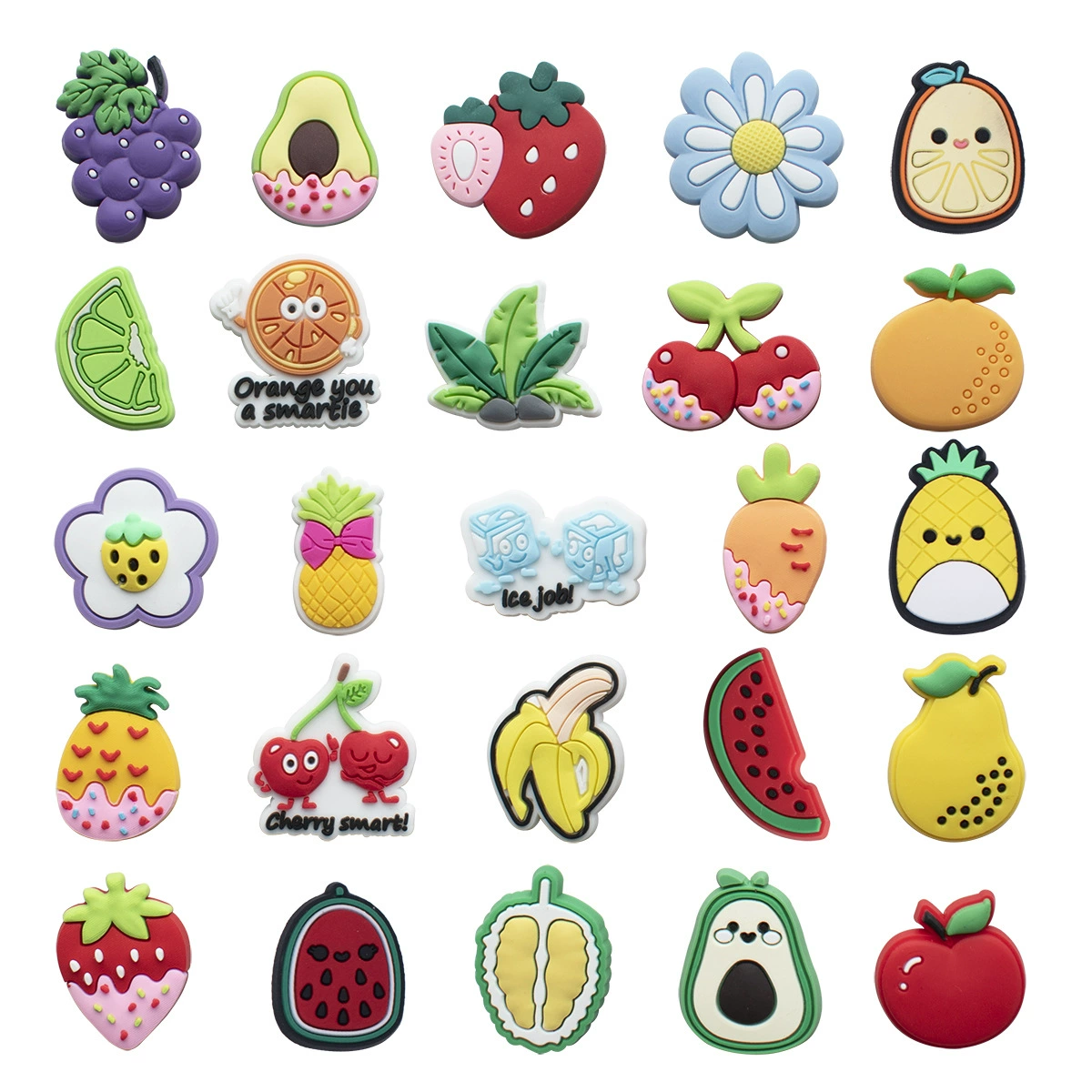 Трансграничная обувь с отверстиями мультфильм фрукты серии обувь цветочный сад обувь пляжная обувь DIY декоративная пряжка ПВХ мягкая резиновая Пряжка для обуви