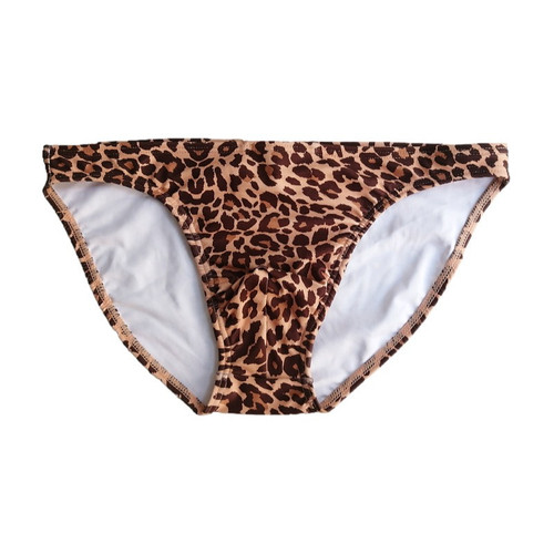 Foreign trade men's swimming trunks bikini low-waist leopard print European and American swimming trunks solid color sexy cup triangle beach pants