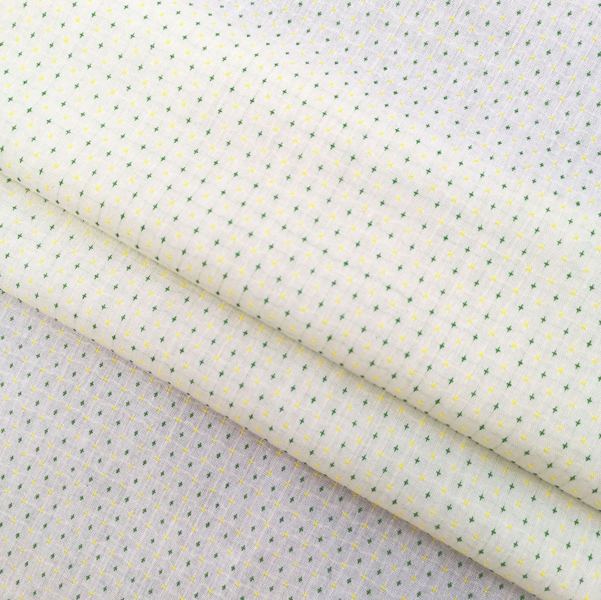 新款棉涤点子线格提花面料小清新女装童装衬衫连衣裙DIY SS18132