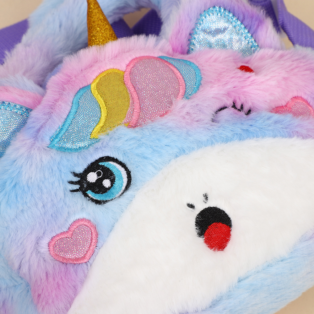 Caricatura infantil lindos unicornios bolsos de hombro de peluche para niños y niñas bolsos lindos bolsos de cambio