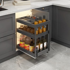 2023 Three-layer Drawer-style Nanotechnology Aluminum Alloy Kitchen Cabinet Spice Pull-out Tray Utensil and Plate Drawer with Damper Slide Rails