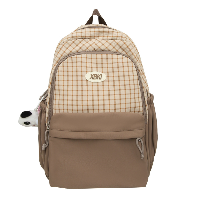 El nuevo bolso de hombro de color de choque de celosías pequeñas de varios bolsillos requiere mochilas escolares dulces y de gran capacidad, mochilas de computadora estudiantiles