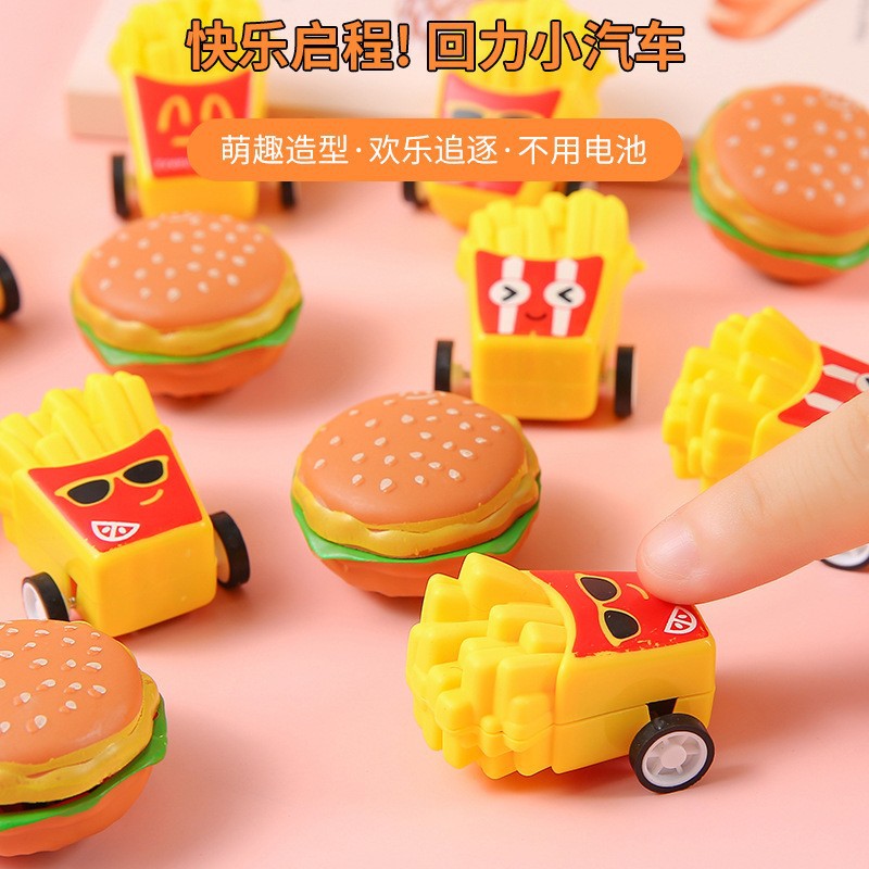 Creative Pull-Back Food Toy Mini Running Burger Car Gashapon Novelty Pull-Back Toy Pocket Car Kindergarten Gift