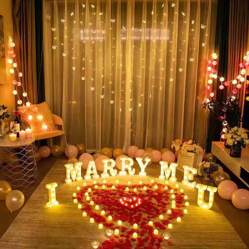 Chinese Valentine's Day marryme letter lamp indoor proposal confession layout decoration props set wholesale