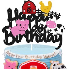 农场动物蛋糕插牌 奶牛猪鸭子拖拉机农民主题生日快乐蛋糕插件