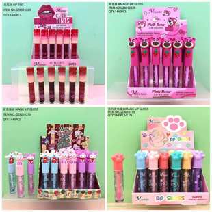 4 new foreign trade cross Christmas lipstick water lip gloss lip oil sequins lip glaze Jinhua makeup wholesale
