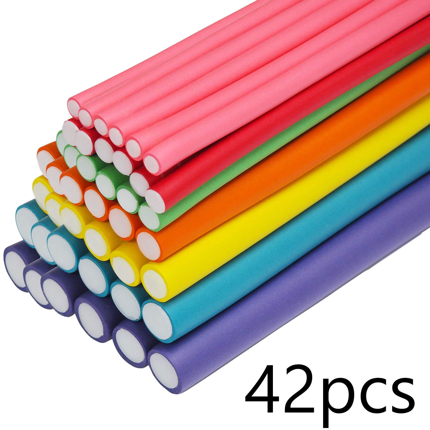 Amazon venta caliente 42 piezas de esponja de PVC tubo de cabello de algodón de perla barra de cabello universal cabello de cabello rizado rollo de frangeo