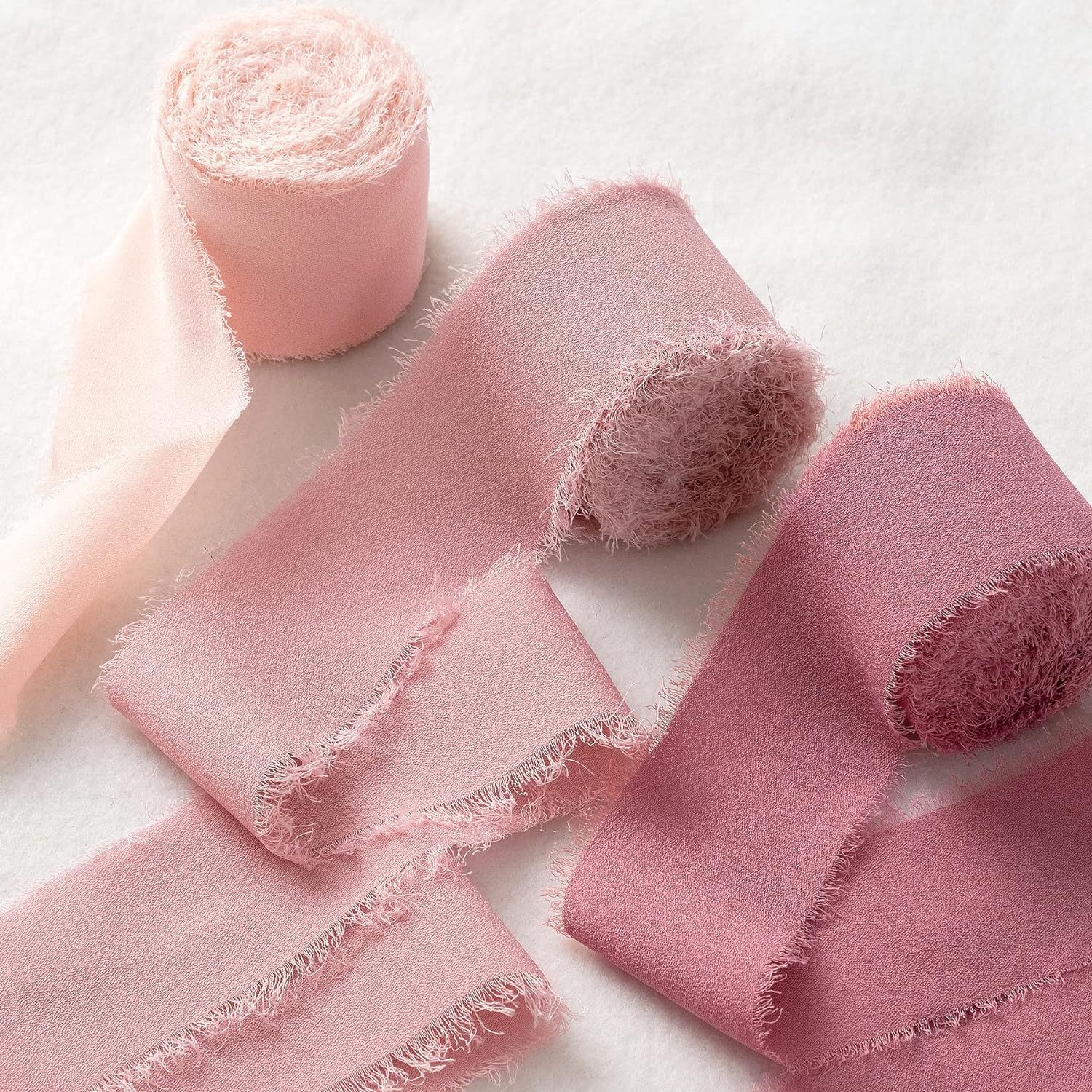 INS deshilachado gasa cinta ramo de la boda borla cinta arco decoración hilo de nieve tira de tela de seda