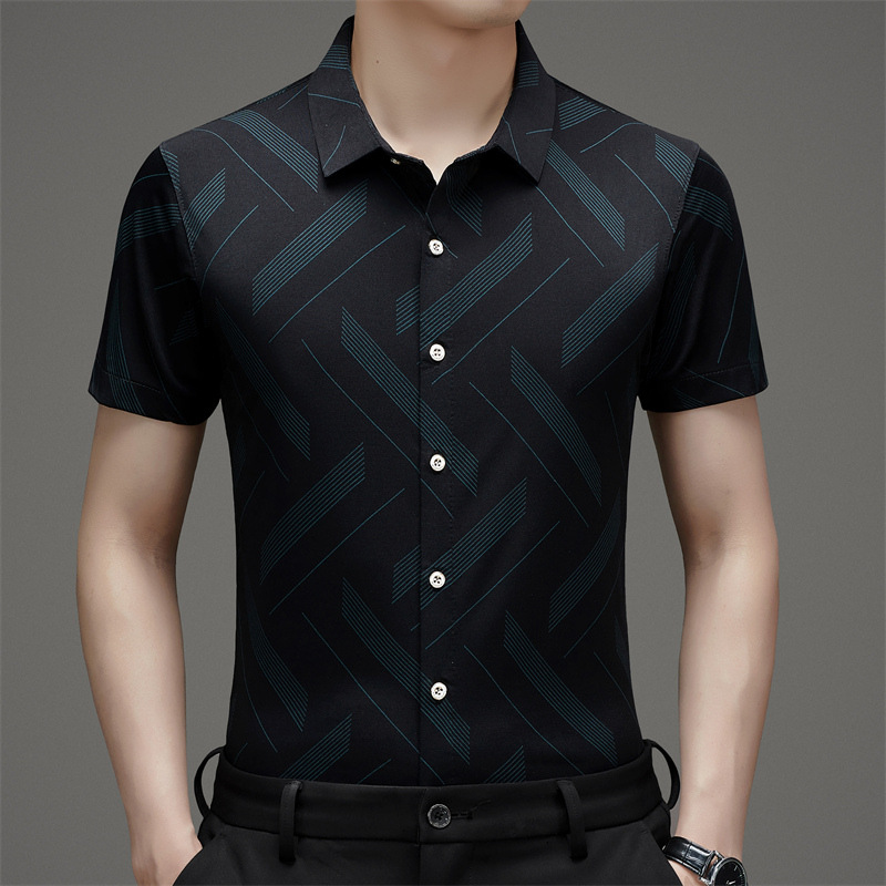 Summer silk breathable men's quick dry elastic shirt
