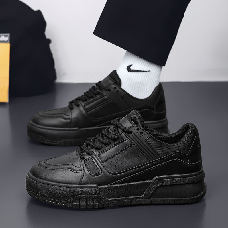 Zapatos de hombre primavera y otoño diseño de nicho zapatos de deporte negros puros casuales de todo fósforo deportes juveniles plataforma aumento pan zapatos de moda