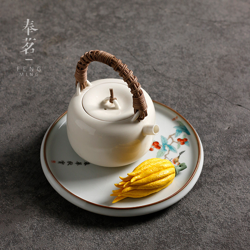 Hecho a mano budista melón té mascota cerámica decoración juego de té accesorios personalizada artística ceremonia del té línea incienso juego de té