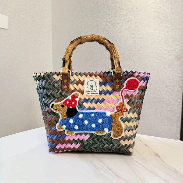 Bamboo Handle Six Color (Red Balloon Dog✚ Little Bear Sticker)