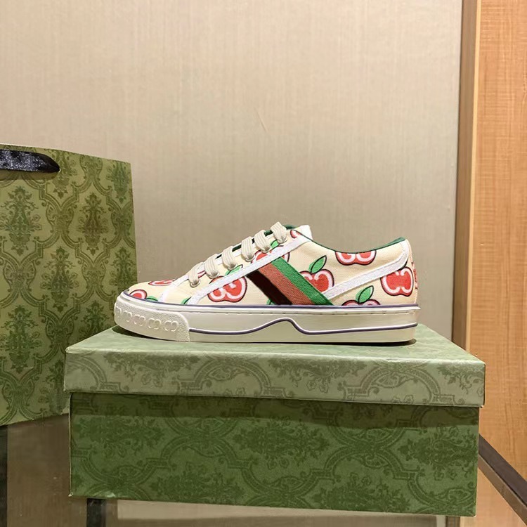 高版G家刺繍1977復古ズック靴の古い花の色合わせの男女の板靴のカジュアルな白い靴の運動靴|undefined