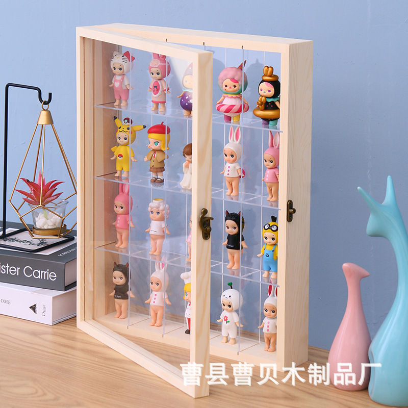 木制盲盒收納展示架手辦展示盒泡泡木制收納瑪特收納盒展示櫃木質