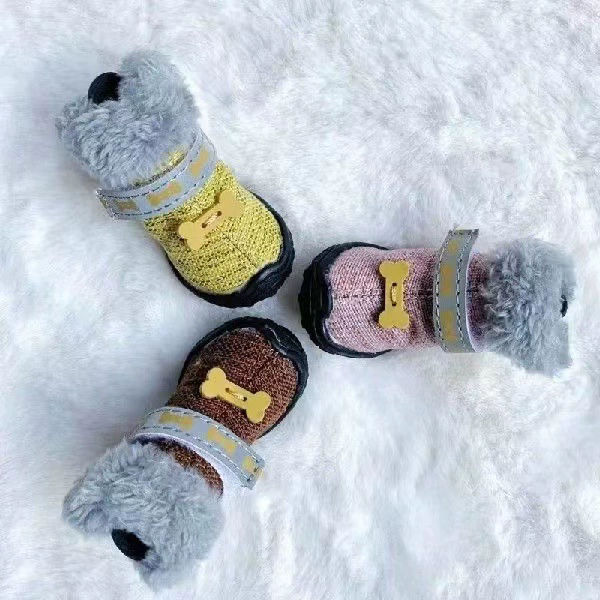Собаки выходят на прогулку осенью и зимой, хлопчатобумажная обувь контрастного цвета с защитой от грязи, маленькие собаки не роняют обувь, обувь для домашних животных