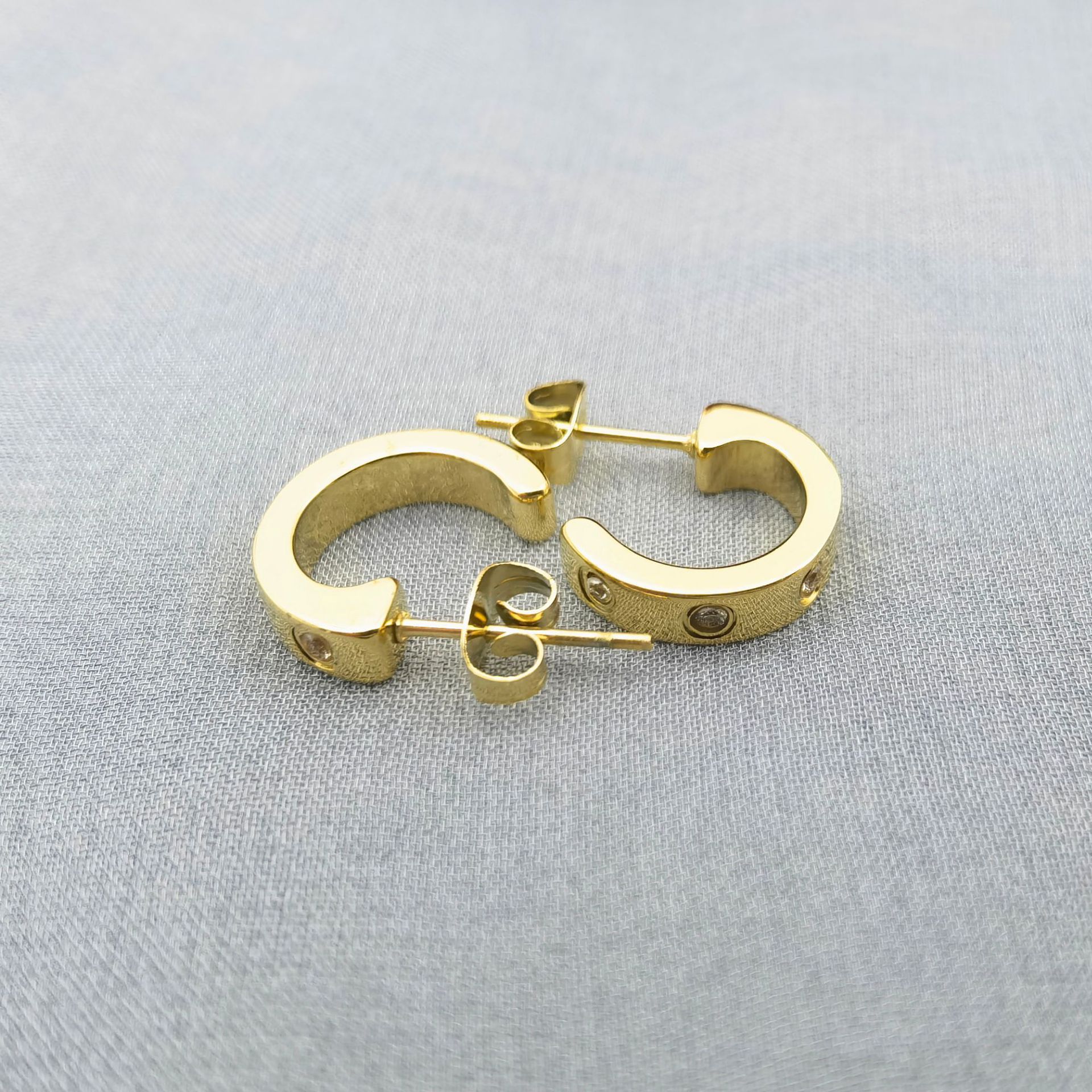 Card earrings gold 5 diamonds
