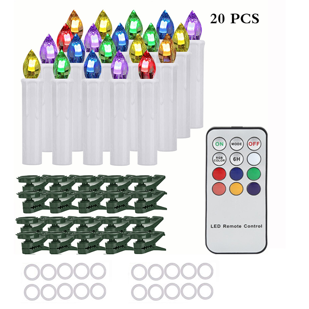 Vela electrónica RGB con temporizador y control remoto para decoración de cumpleaños y festividades, vela navideña, luz LED de plástico simulada, transfronteriza