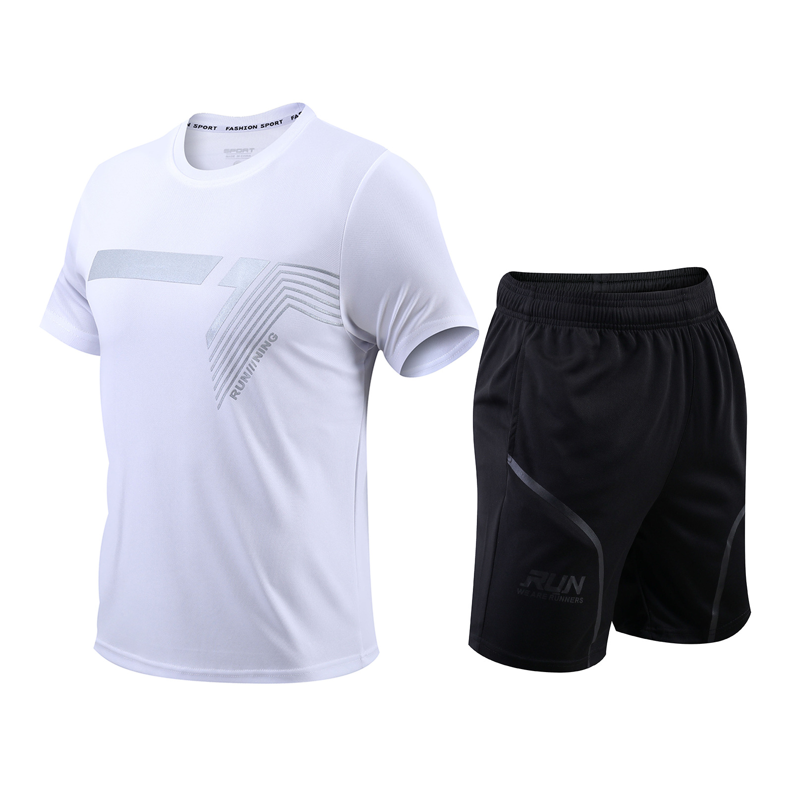 2025 nueva ropa para correr, seda de hielo, deportes de ocio al aire libre, ropa de entrenamiento transpirable de secado rápido de dos piezas, camiseta