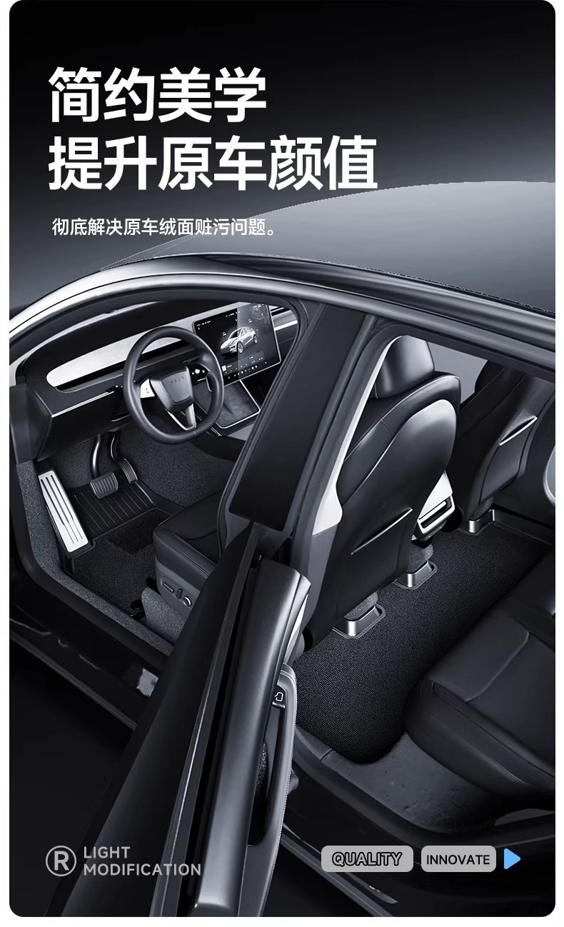 Suitable for the Updated Version of Model Y/Yl/3 Tesla, Full-Coverage Tpe Floor Mats, Official Website Tesla Accessories