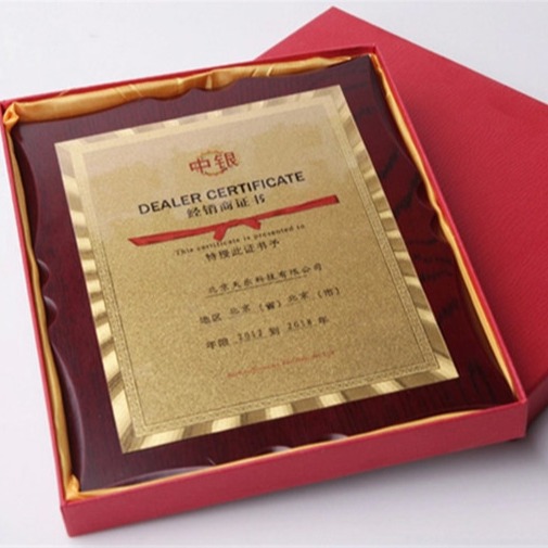Placa de premio de espiga de trigo metálica en color nogal, certificado de franquicia para agentes, trofeo de madera para reunión anual, recuerdo personalizado.