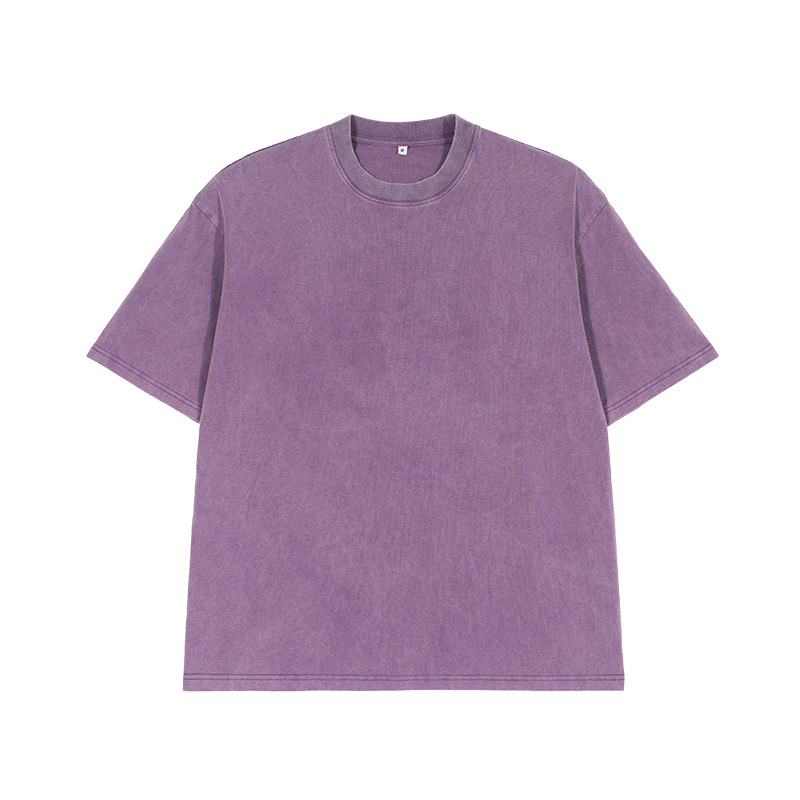 ETAI para hombre | Camiseta de cuello redondo lavada holgada de algodón pesado marca de moda de verano manga corta de hombre retro de alta calidad