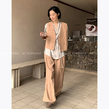 AC SUNSHINE斜扣串珠细腰带松弛时尚通勤风微阔腿直筒长裤女8299