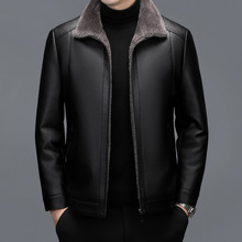 2025冬海宁真皮皮衣男外套加绒加厚中年男士爸爸装皮毛一体皮夹克