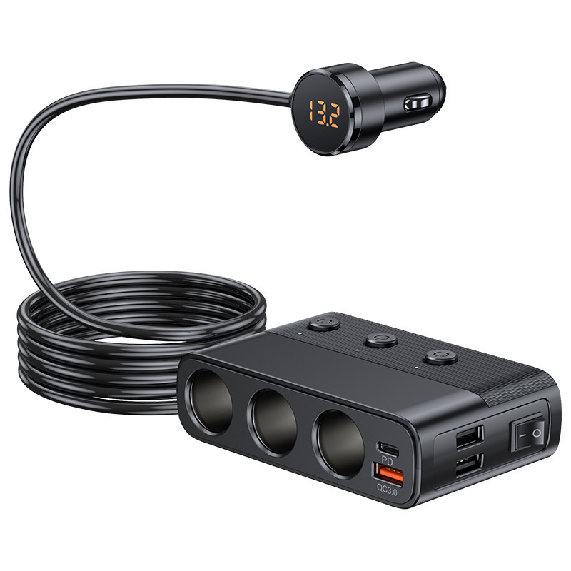 Type-C 車載充電器 PD急速充電 1対3 車用シガーソケットアダプター USB拡張ポート アップグレード版|undefined