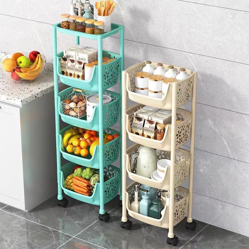 Estante de cocina estante de canasta de verduras multicapa de piso estante de almacenamiento de frutas y verduras móvil hogar multifuncional