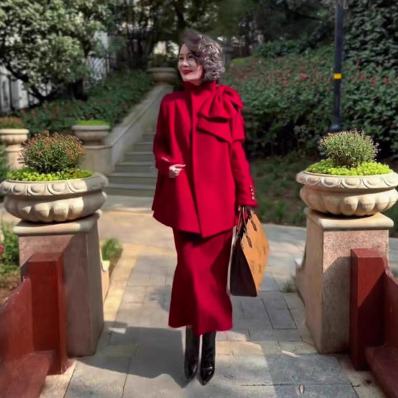 This Year's Trendy and Beautiful Chanel-Style Red Suit 2026 New Women's Autumn and Winter Elegant Wedding Dress