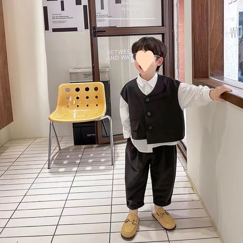 男の子秋服セット2025新作子供秋服男の子ベビーカジュアルスーツベスト3点セット秋新作|undefined