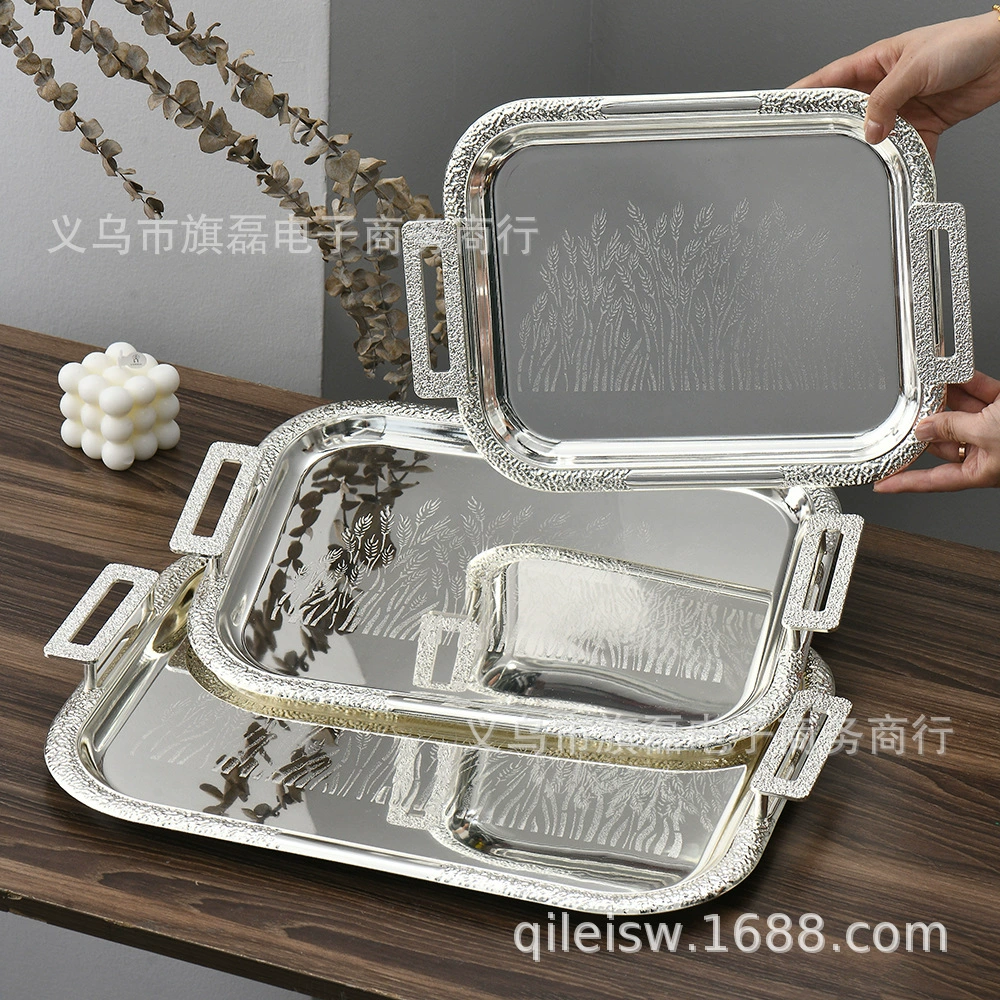 Прямоугольный поднос для фруктов, тортов и выпечки из металла, премиум-класса, для кафе и ресторанов, для трансграничной торговли