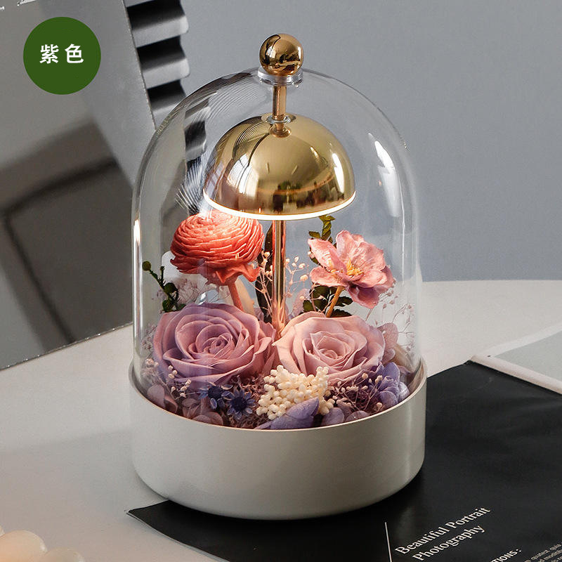 Yunnan al por mayor campana de viento eterna flor de vidrio lámpara de escritorio caja de regalo adornos lámparas de noche dormitorio regalo cálido